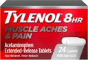Tylenol 8 Hour Muscle Aches & Pain Relief Extended-Release Tablets with 650 mg Acetaminophen, Fever Reducer & Pain Medicine for Muscles, Joints, Body, and Backache Pain Relief, 24 Count