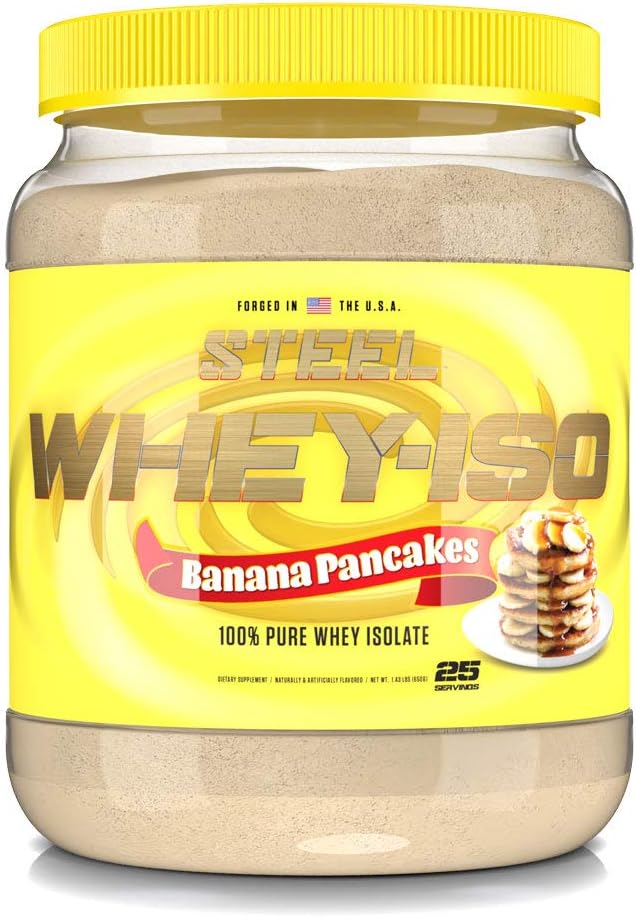 Steel Supplements Whey-Iso | Whey Isolate Protein Powder | Fast Absorbing | Lean Muscle Growth | Easy Digestion | Gluten Free | Low Carb | 25 Serving (Banana Pancakes)