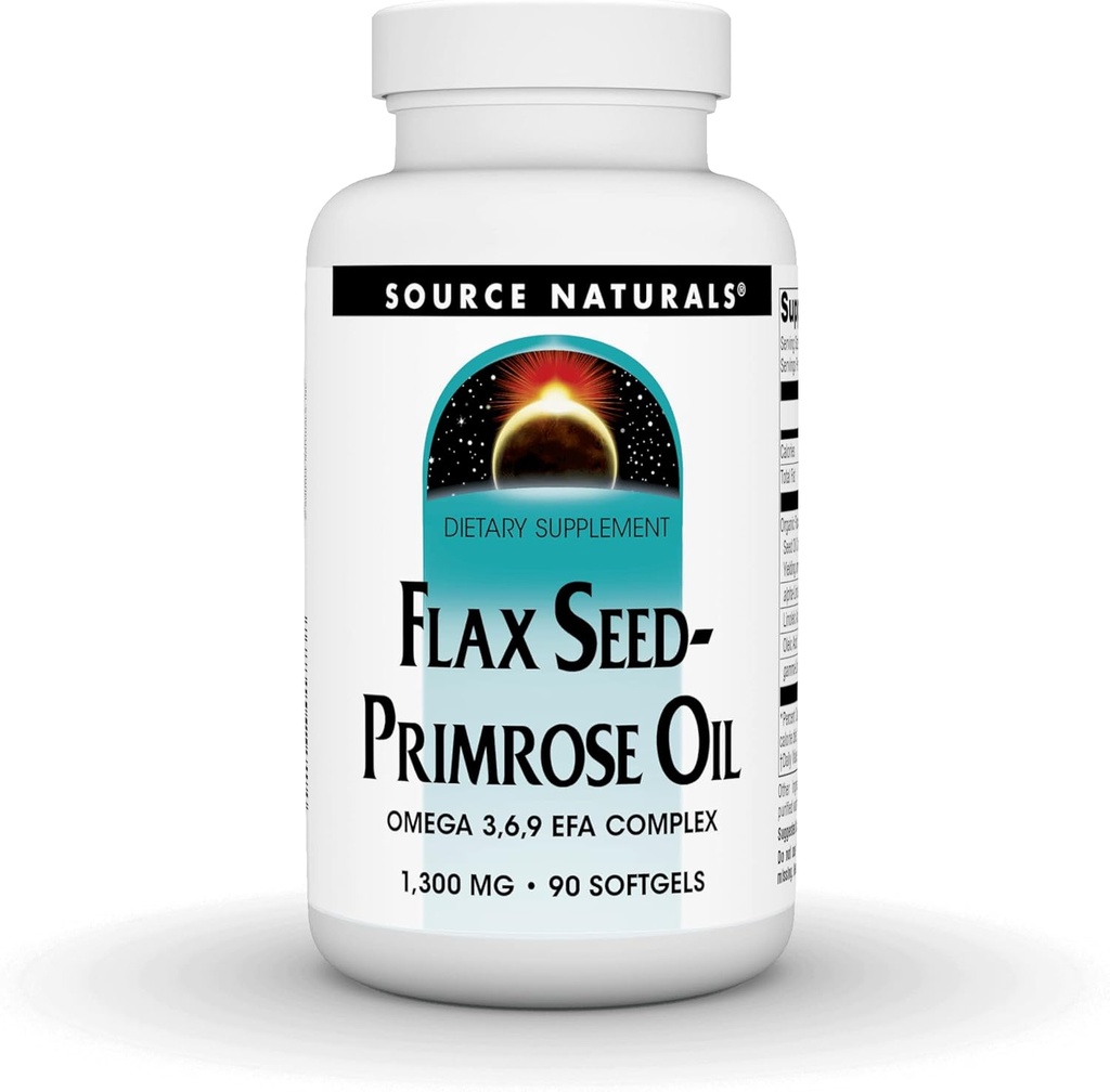 Source Naturals Flax Seed-Primrose Oil, Omega 3,6,9 EFA Complex, 1300mg - 90 Softgels