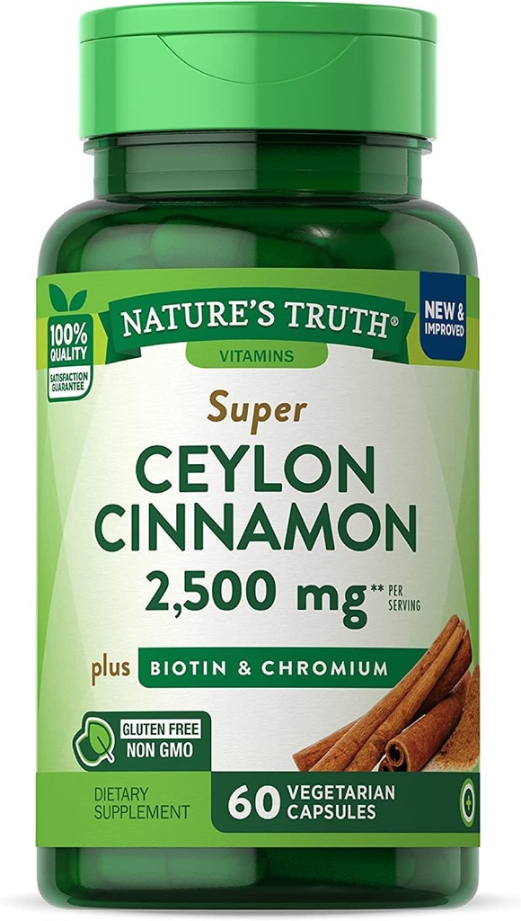 Nature's Truth Super Cinnamon Plus Biotin & Chromium Quick Release Capsules - 60 ct, Pack of 2