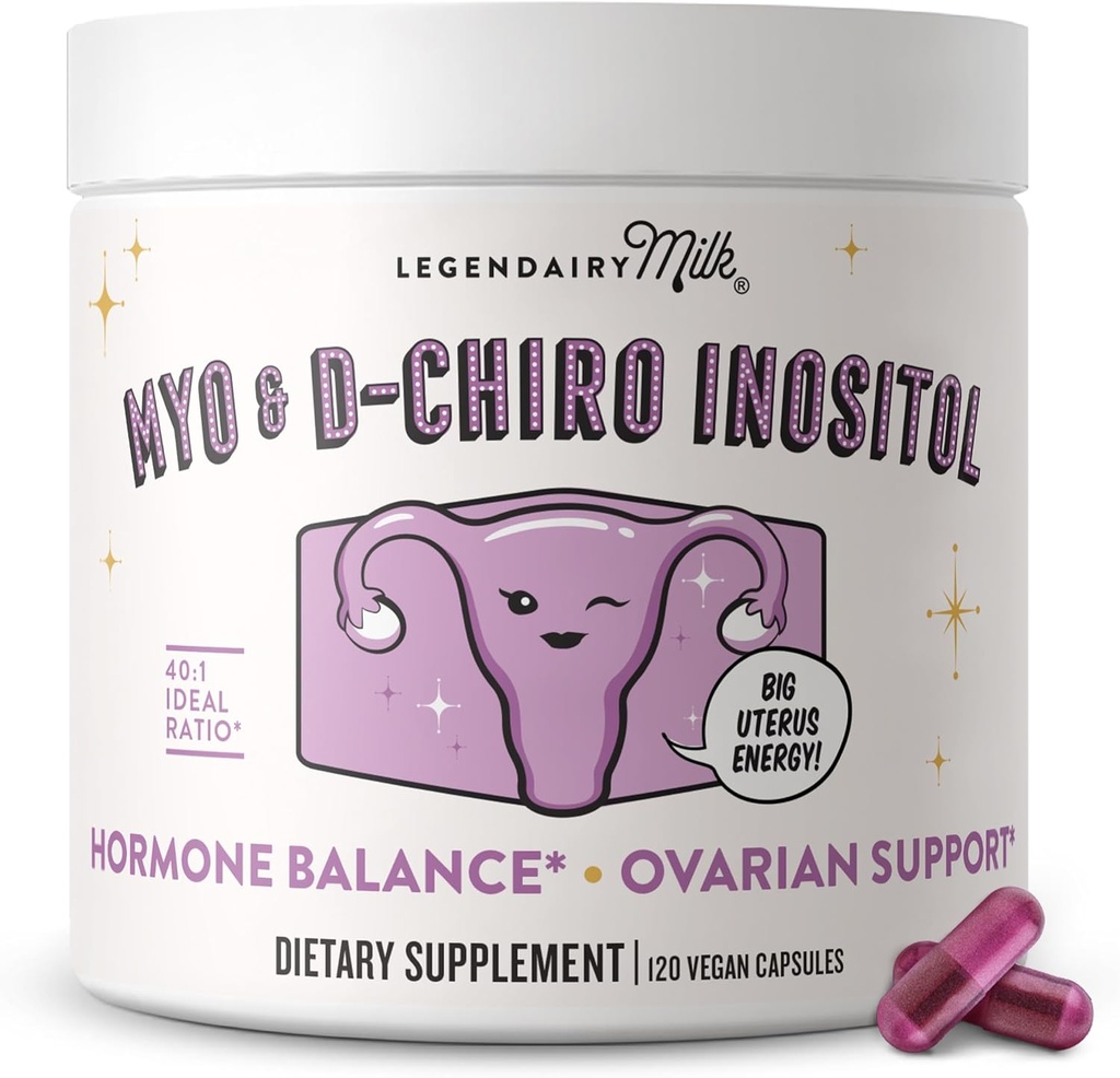 Legendairy Milk Pure Inositol Supplement - Myo Inositol and D-Chiro Inositol Capsules - Ideal 40:1 Ratio - Ovarian & Fertility Support for Women - 30 Day Supply