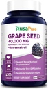 NusaPure Grape Seed Extract 40,000mg per Caps, 200 Vegan Capsules, Standardized, Non-GMO, Gluten Free, Resveratrol