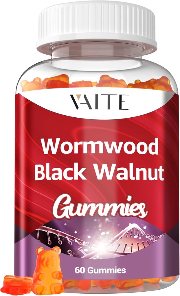 Black Walnut Wormwood Gummies - Herbal Supplement with Artemisia Annua Herb & Juglans nigra Hull for Digestive Wellness & Natural Body Cleanse, Non-GMO & Gluten Free Supplements - 60 Gummy Chewables