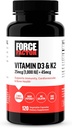 FORCE FACTOR Vitamin D3 K2 to Support Immunity, Heart Health, Bone Support, and More, High-Potency 2-in-1 Formula, Vegan, No Gelatin, Non-GMO, 120 Capsules