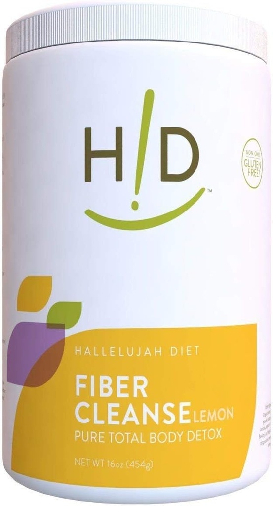 Hallelujah Diet Fiber Cleanse Powder - Lemon Flavored, Psyllium and Flax Seed-Based Powder, Eliminates Toxins and Restores Optimal Bowel Function, Natural Colon Cleanse Supplement - (16 oz)