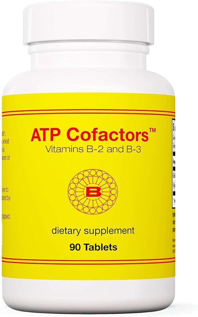 Optimox ATP Cofactors - Vitamin B Complex for Women and Men, Vitamin B2 and B3, 100mg Riboflavin and 500mg Niacin, High Potency Multivitamin Tablets for Energy Support - 90 Count