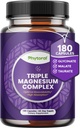 Highly Potent Magnesium Complex Capsules - Triple Magnesium Blend with Taurate Glycinate and Malate - 400mg Supplement Supports Relaxation & Overall Wellness Non-GMO Vegan 180 Capsules