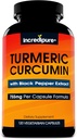 Turmeric Curcumin Supplement w/ BioPerine - 755mg Per Capsule, 120 Veggie Caps by Curcumin Incredipure