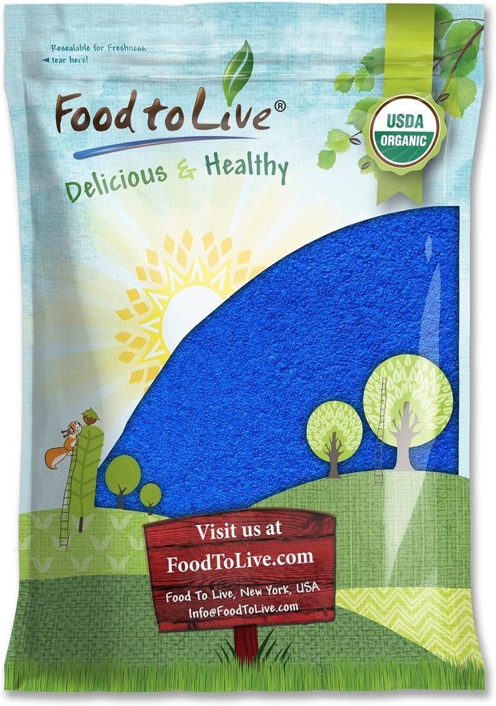 Food to Live Organic Blue Spirulina Powder, 8 Pounds – Non-GMO, Pure Raw Blue-Green Algae Extract, Vegan, Non-Irradiated, Great for Juices, Smoothies, Shakes, Drinks, and Food Coloring