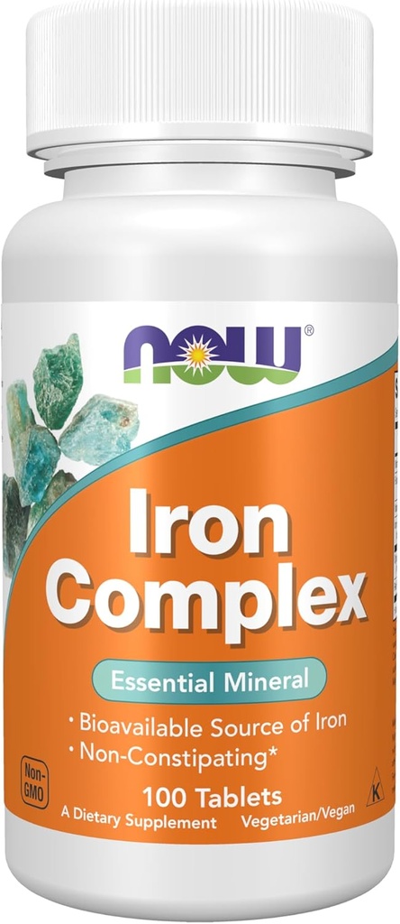 NOW Foods Supplements, Iron Complex, Non-Constipating*, Essential Mineral, 100 Tablets