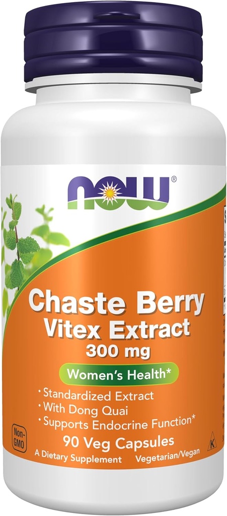 NOW Supplements, Chaste Berry Vitex Extract 300 mg with Dong Quai, Women's Health*, 90 Veg Capsules