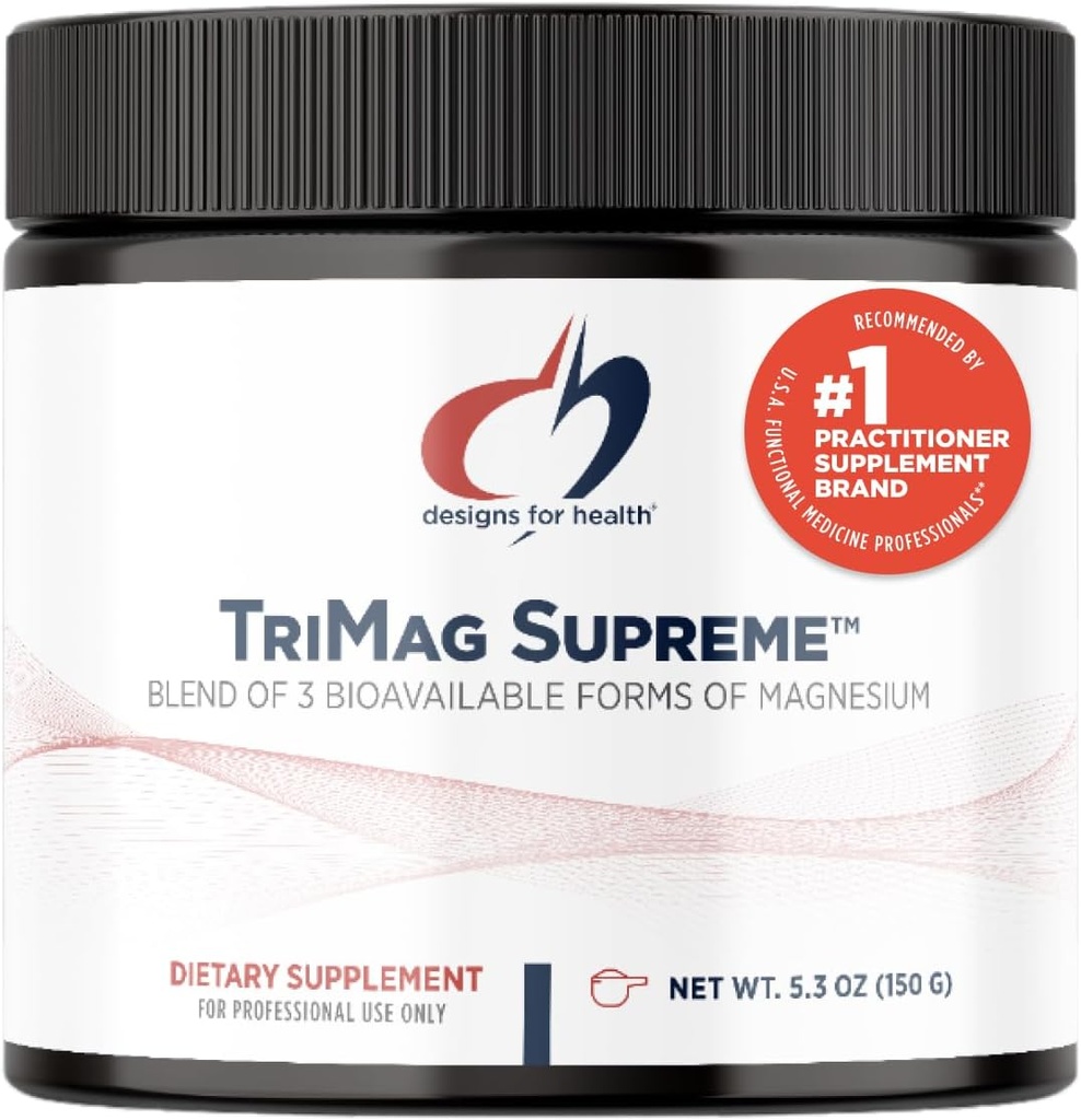 Designs for Health TriMag Supreme Powder - 300mg Triple Magnesium Drink - May Support Heart Health & Energy - Magnesium Orotate, Glycerophosphate + Bisglycinate Chelate (30 Servings / 150g)