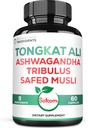 Satoomi Tongkat Ali Root Extract 200:1-9 Essential Herbs with Ashwagandha, Tribulus Terrestris & More - Support Strength, Energy and Healthy Immune - 60 Vegan Caps 2 Month Supply