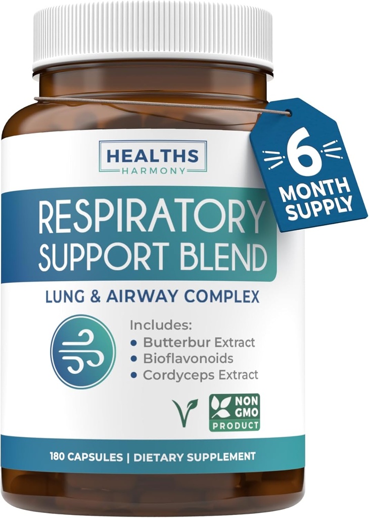 Respiratory Lung Health Supplement - Invigorating Lung Support Supplement Helps Support Clear Airways Mucus Removal and Seasonal or Year Round Detox - Vegan Herbal Non-GMO Formula (6 Months Supply)