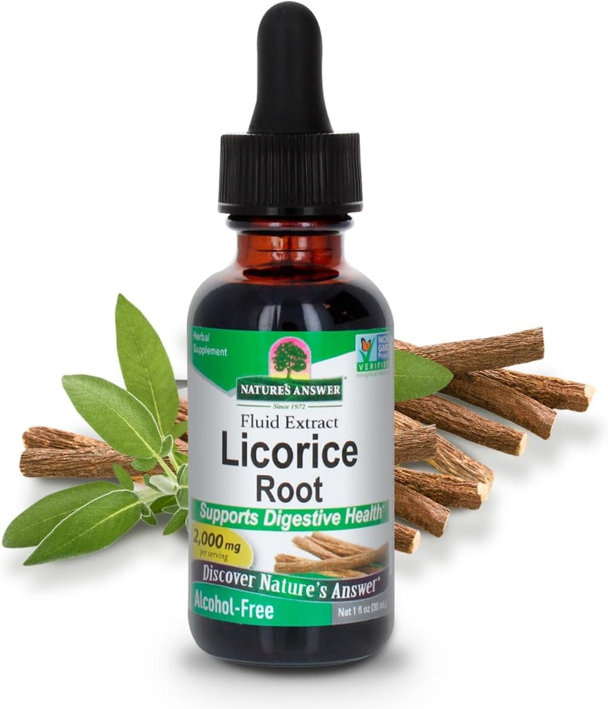 Nature's Answer Licorice Root | Herbal Supplement | Supports Digestive Health | Non-GMO & Kosher | Alcohol-Free, Gluten-Free & Vegan 1oz (2 Pack)