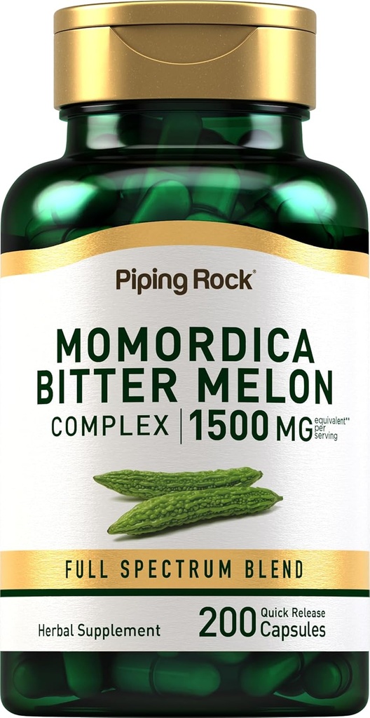 Piping Rock Bitter Melon Capsules | 1500mg | 200 Pills | Momordica Charantia Extract | Complex Herb Supplement | Non-GMO, Gluten Free