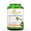 NutreeVit 100% Organic Powerful Superfood Formula - Immune System Booster Energy Pills with Moringa, Spirulina, Wheatgrass, and Kelp - 90 Count Bottle