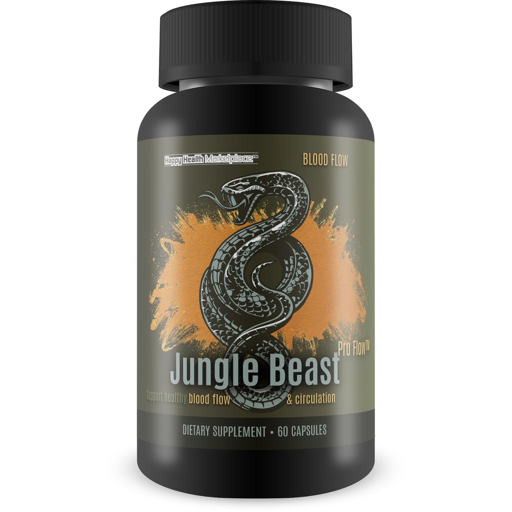 Jungle Beast Pro Flow - Our Best Blood Flow Jungle Beast Pro Supplement for Healthy Circulation - Healthy Circulation Support for Enhanced Nutrient Delivery - Blood Circulation Supplements Bloodflow