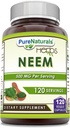 Pure Naturals Neem (Made with Natural Neem Leaf) | 500mg 120 Veggie Capsules Supplement | Non-GMO | Gluten Free | Made in USA | Ideal for Vegetarians