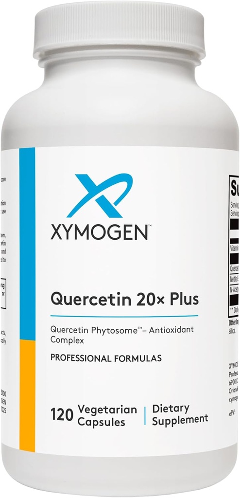 XYMOGEN Quercetin 20× Plus - Quercetin Supplements - Complex with Vitamin C, N-Acetyl-L-Cysteine & Nettles - Formulated for Respiratory Support - Vegan & Gluten-Free (120 Capsules)