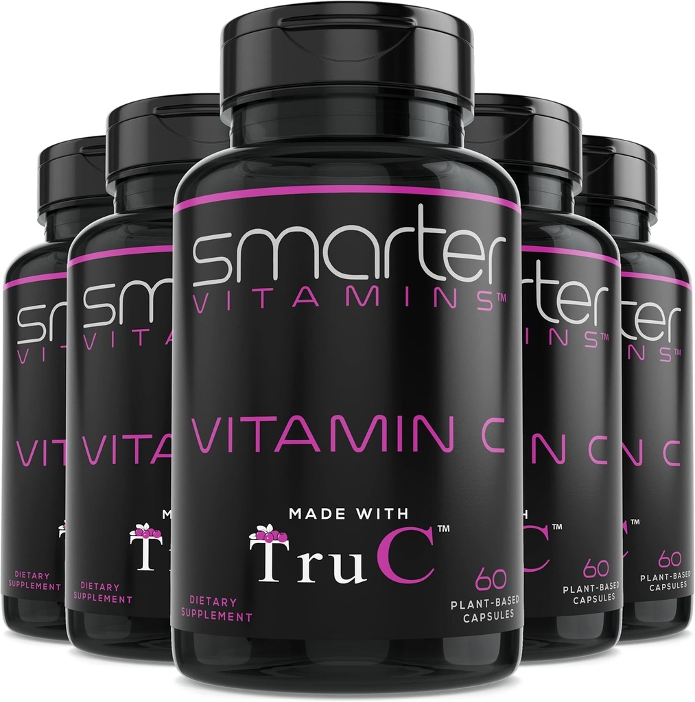 (5 Pack) Raw Whole Food Vitamin C from Berries, Premium Antioxidants, Bioflavonoids & Polyphenols, 300 Vegan Capsules