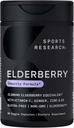 Sports Research Black Elderberry with Zinc, Vitamin C, & Vitamin D, Immune Support Supplement for Adults, 60 Capsules