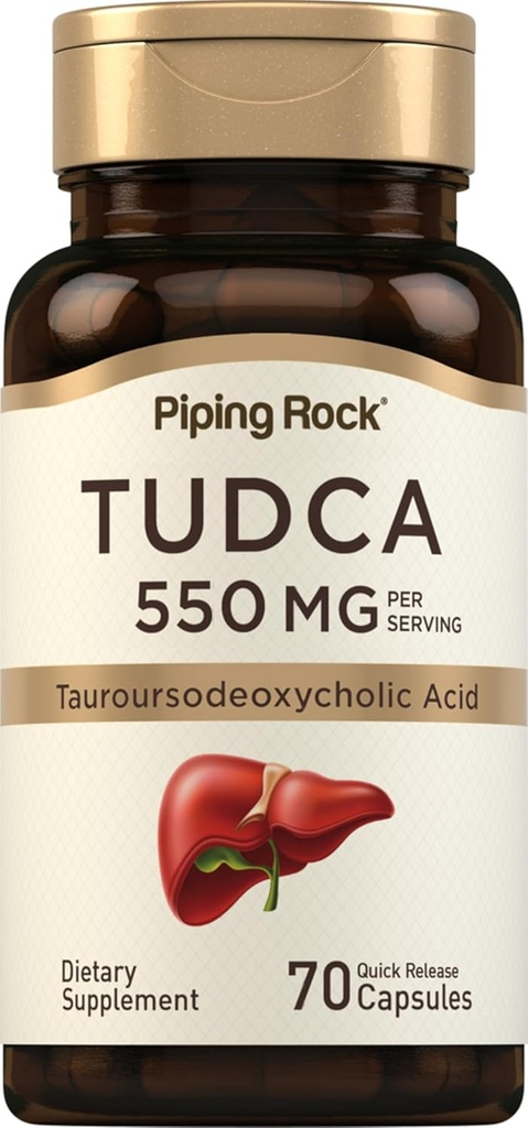 Piping Rock Tudca Supplement | 550mg | 70 Capsules | Tauroursodeoxycholic Acid | Non-GMO, Gluten Free