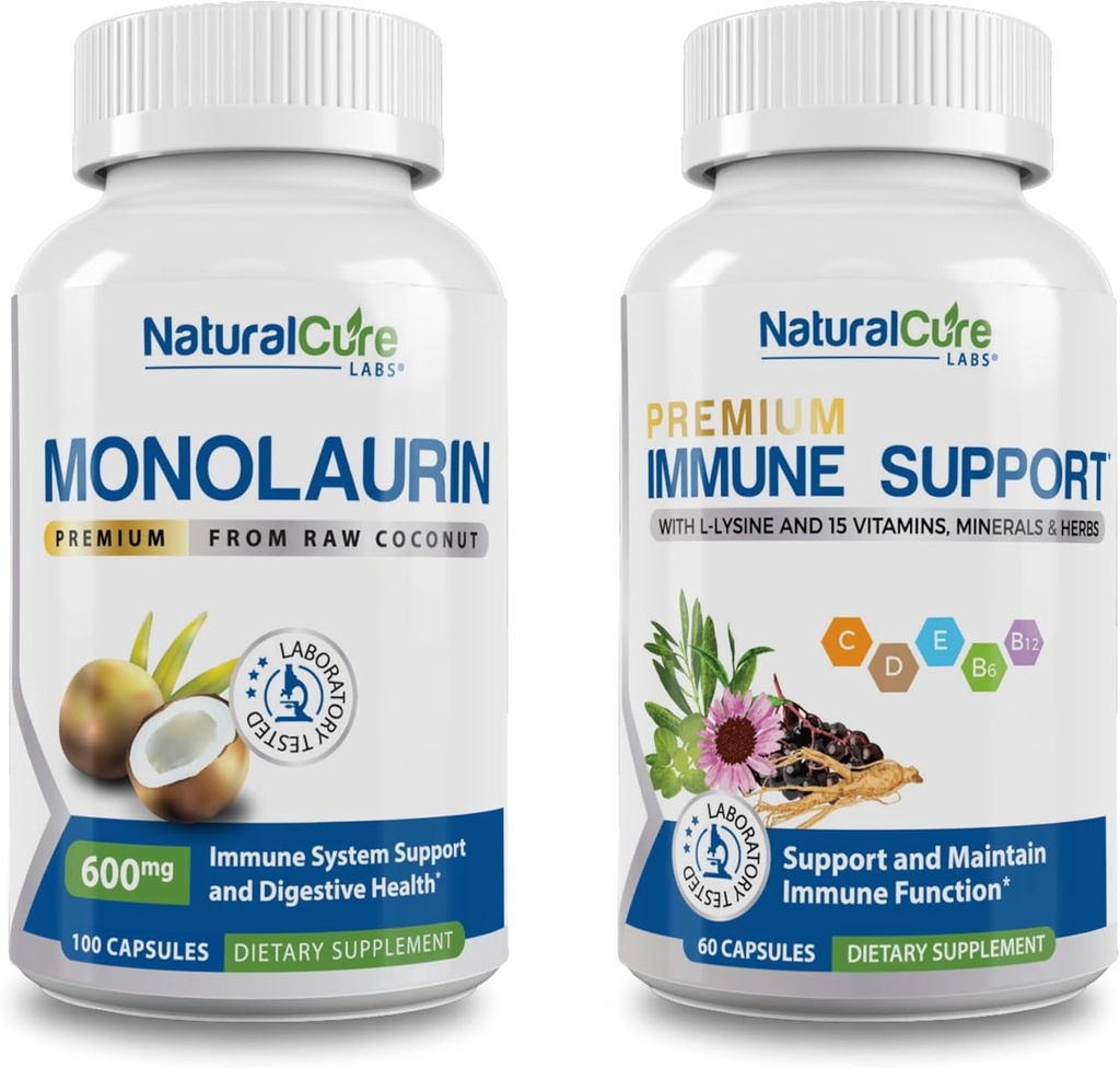 Natural Cure Labs Bundle: Premium Monolaurin 600mg + Immune Support