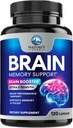 Brain Memory Supplement - 3X Strength Nootropics for Concentration, Clarity & Focus Support - Brain Health Cognitive Vitamins with Bacopa, Phosphatidylserine & DMAE, Brain Booster Pills, 120 Capsules