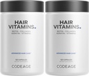Codeage Hair Vitamins 10000 mcg Biotin, Keratin, Collagen, Vitamin A, B12, C, D3, E, Zinc, Turmeric, Probiotics, Enzymes, Inositol - Hair Care Support - Healthy Hair Supplement Pills - 2 Pack