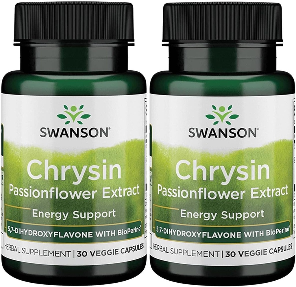 Swanson Chrysin Passionflower Extract - Herbal Supplement Promoting Overall Health, Wellness & Fitness - Natural Formula May Support Lean Muscle Maintenance - (30 Veggie Capsules)