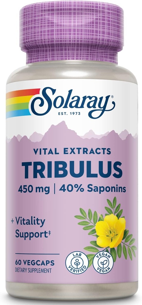 SOLARAY Guaranteed Potency Tribulus Fruit Extract, Veg Cap (Btl-Plastic) 450mg | 60ct