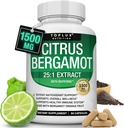 Citrus Bergamot Supplement 1500mg - 25:1 Bergamot Extract to Support Overall Health, Immune System, Potent Antioxidant High Absorption Natural Vegan Non-GMO for Men Women, 90 Capsules