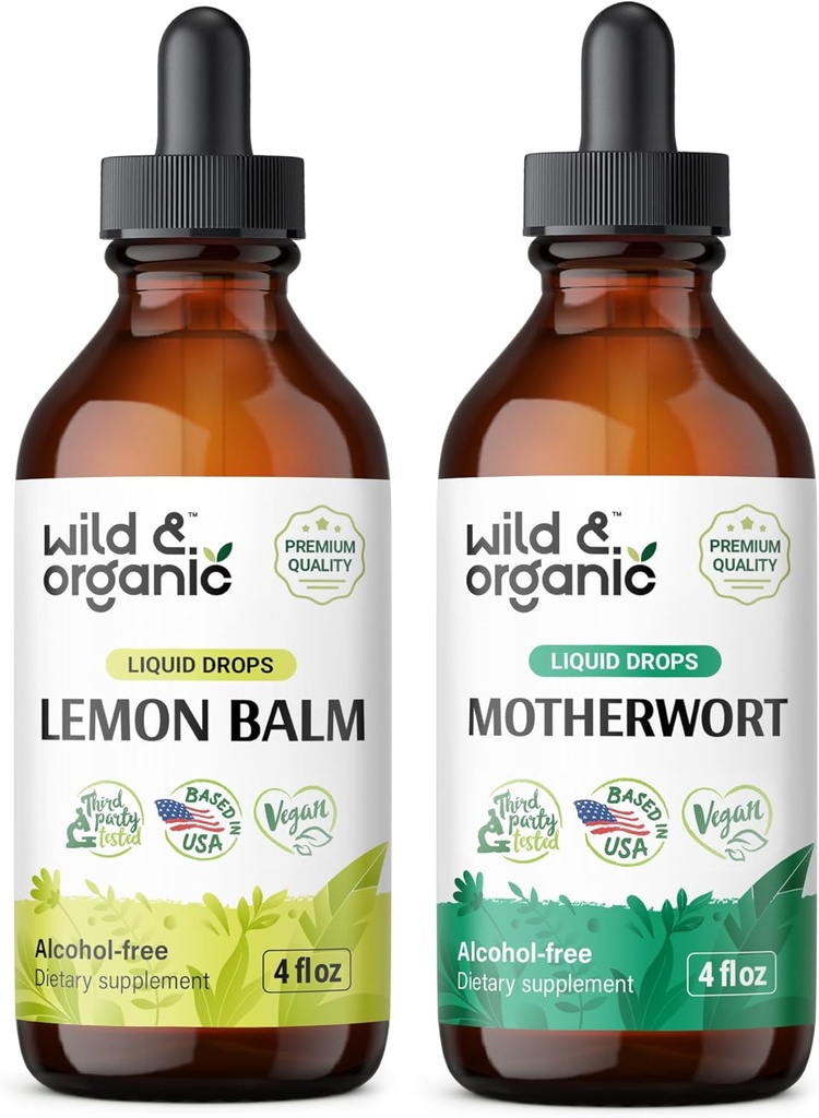 Wild & Organic Lemon Balm Tincture 4 fl oz & Motherwort Tincture 4 fl oz