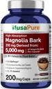 NusaPure Magnolia Bark 20:1 Extract, 250 mg Equivalent to 5,000 mg 200 Vegan Vegetarian Capsules Non-GMO