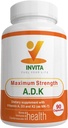 INVITA ADK - Vitamins A1, Vitamin D3 5000 IU & K2 MK7 Supplement - Physician Formulated Bone & Immune System Support - Gluten Free, Non-GMO - 90 Vegetarian Capsules for Men & Women