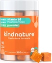 kindnature Vitamin B3 Niacin Gummies - Flush Free Niacinamide 500mg Supplement - Vegan, Non-GMO, Low-Calorie, Gluten-Free, Soy-Fee, 3rd Party Lab Tested - 1 Month Supply, 90 Chewable Gummies