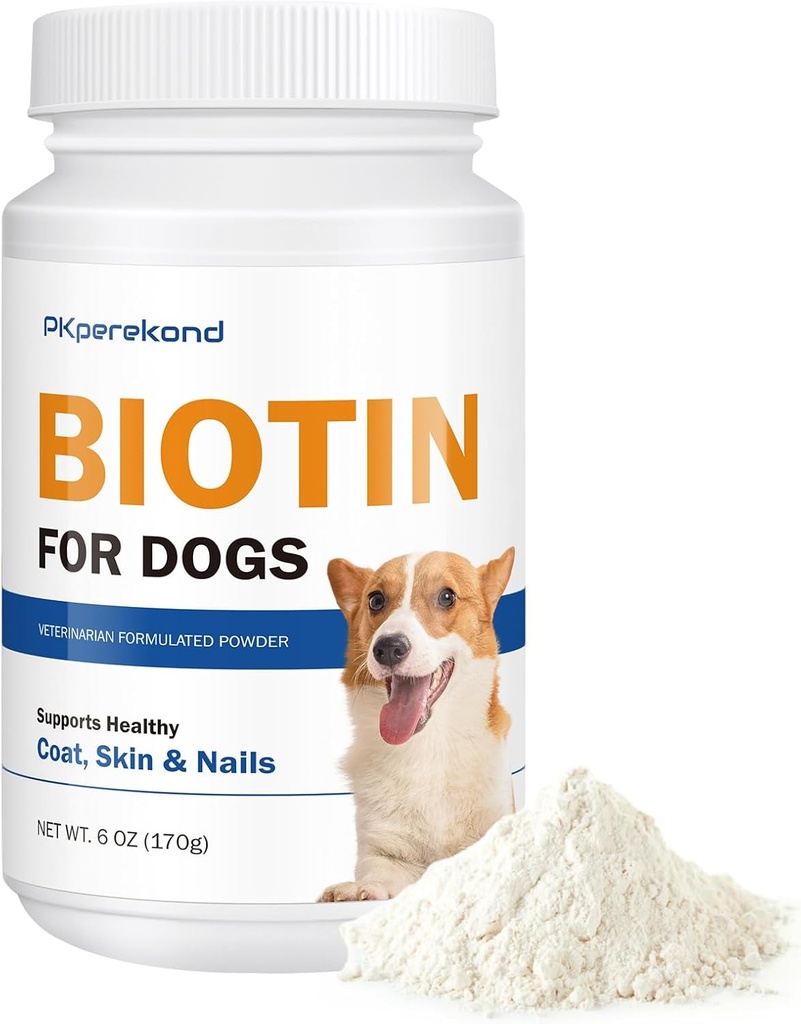 Biotin for Dogs, Supports Shiny Coat and Healthy Skin, Strengthens Dog Nails, Biotin Powder Supplement for Dog Shedding, Dry Skin Relief for Dogs, 6 oz