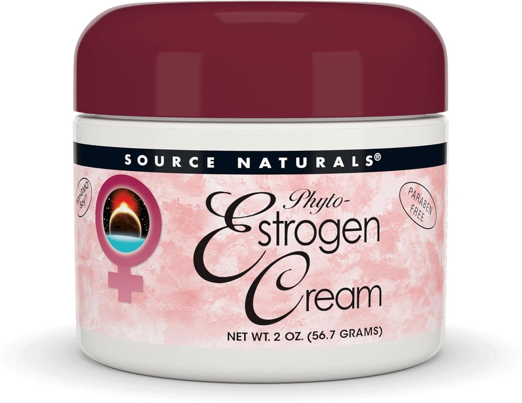 Source Naturals Phyto-Estrogen Cream, Paraben-Free, from Non-GMO Soy - 2 oz Cream