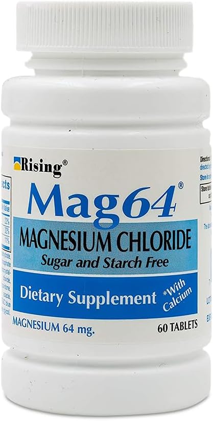 Rising Pharma - Mag64 Magnesium Chloride with Calcium Tablets - 60 Counts