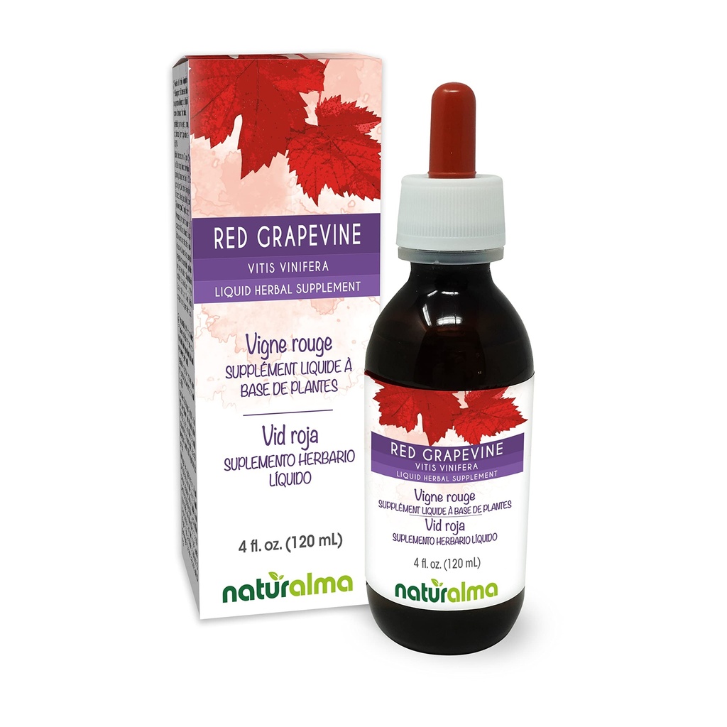 Naturalma Red Grapevine (Vitis vinifera) Leaf Alcohol-Free Tincture - 4 fl oz Liquid Extract in Drops - Herbal Supplement - Vegan