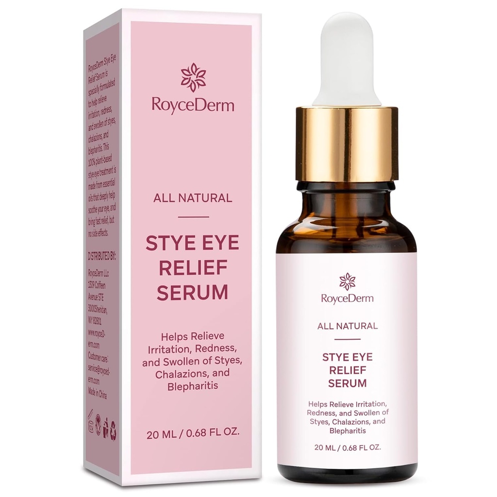 Roycederm Stye Eye Treatment Serum: Natural Stye Remover for Styes Chalazion and Blepharitis - Safe & Fast Relief (0.68 Fl Oz (Pack of 1))
