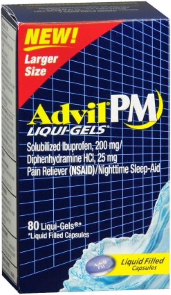 Advil PM Ibuprofen 200 mg Liqui-Gels 80 ea (Pack of 9)