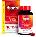 MegaRed Ultra Strength 1000mg Omega-3 Krill Oil Supplement with EPA/DHA, Astaxanthin & Phospholipids, No Fish Oil Aftertaste Supports Heart, Brain, Joint and Eye Health, 60 Count Softgels.