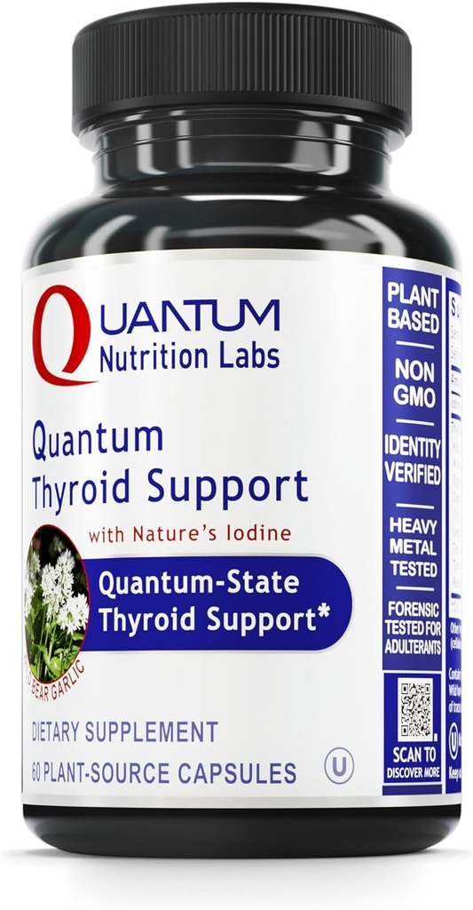 QNL Quantum Thyroid Support Supplement - Pure Thyroid Support Complex - Aids Hormonal Balance for Women & Men - Vegan Thyroid Complex - Features Iodine - 60 Plant-Source Capsules