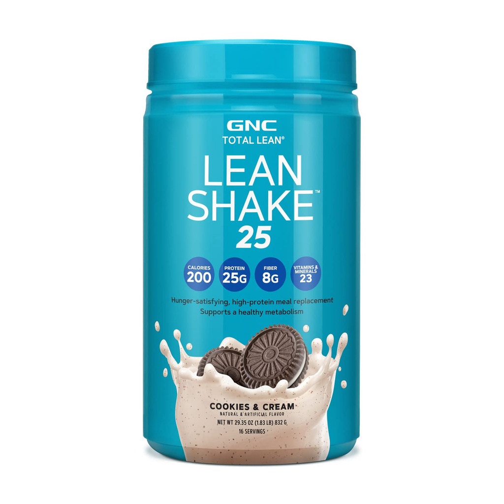 GNC Total Lean | Lean Shake 25 Protein Powder | High-Protein Meal Replacement Shake | Cookies and Cream | 16 Servings
