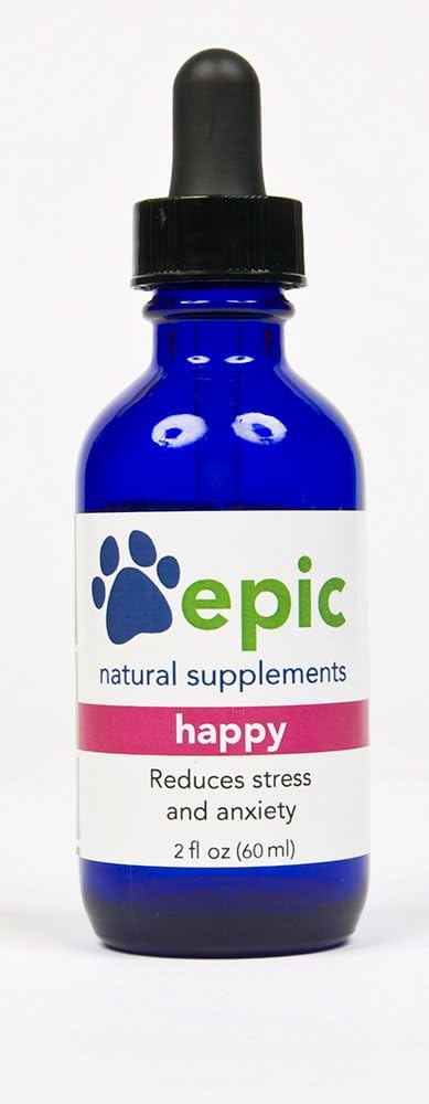 Happy - All Natural Liquid Spray Supplement - Eases Separation Anxiety, Helps with Vet Visits, Travel, Grooming, Loss of a Friend (Dropper 2 oz)