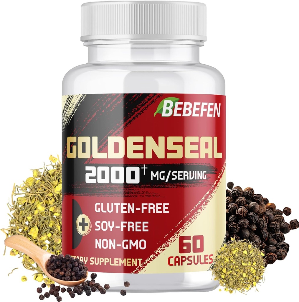 BEBEFEN Goldenseal Root Capsules 2000mg | Traditional Herb Supplement | Concentrated Extract | Vegetarian, Non-GMO