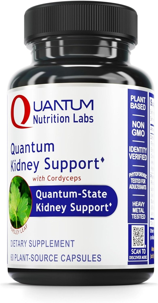 Quantum Nutrition Labs Kidney Support - Kidney Health Supplement, Kidney Support Supplement, Kidney Vitamins for Men and Women with Cranberry, Rhodiola Rosea, and Parsley - 60 Vegetarian Capsules