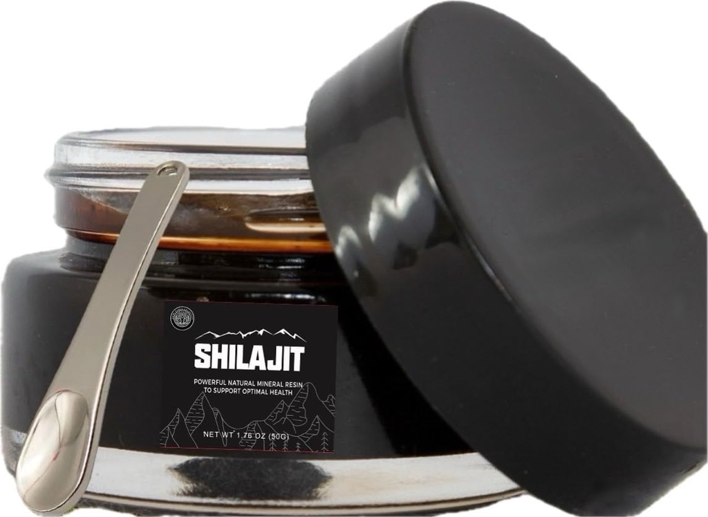 Shilajit Resin | Authentic Himalayan Gold Grade Harvested 16,000-18,000 ft | Pure Unfiltered | 85+ Trace Minerals and Fulvic Acid for Energy and Immune Support | 50 Grams Bottle with Spoon